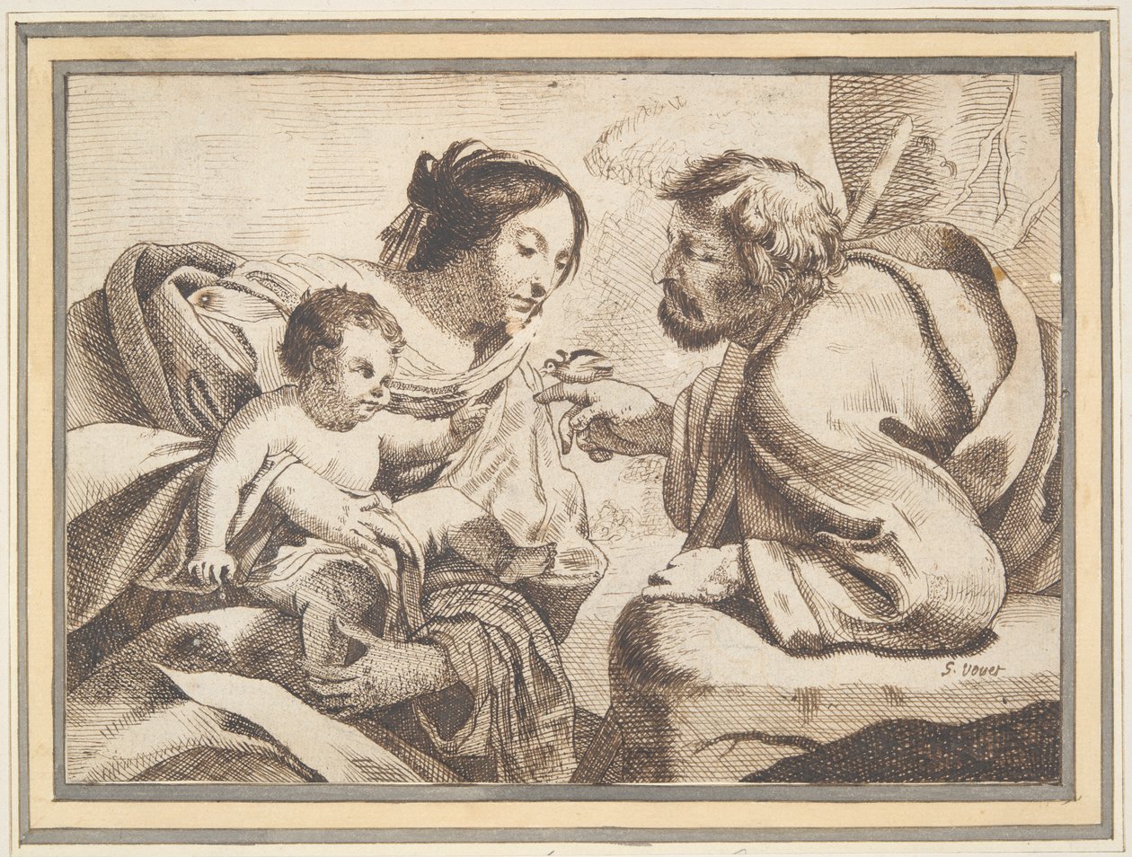 Holy Family with a Bird by Unknown