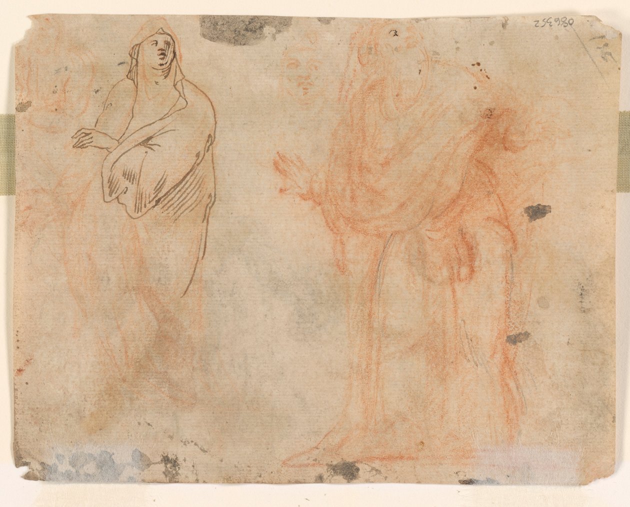 Studies of Falling Figures (recto); Studies of Figures in Draped Clothing (verso) by Unknown