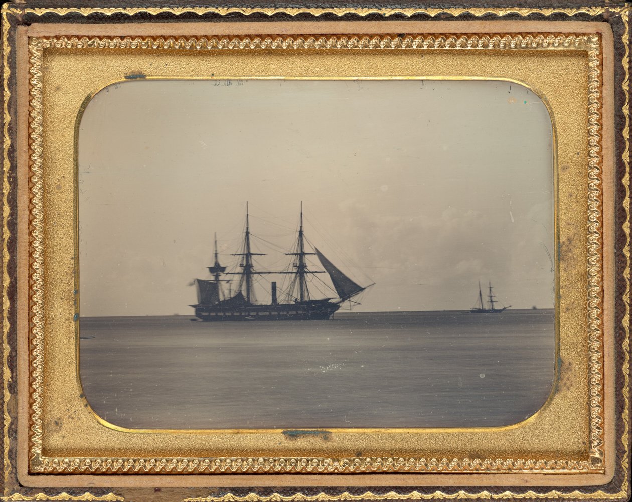 H.M.S. Dauntless at Anchor in Carlisle Bay, Barbados by Unknown 19th Century