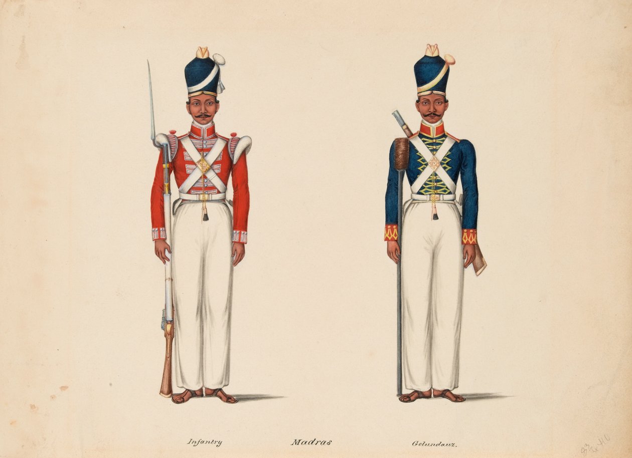 10th Madras Native Infantry and the Madras Artillery by Unknown artist
