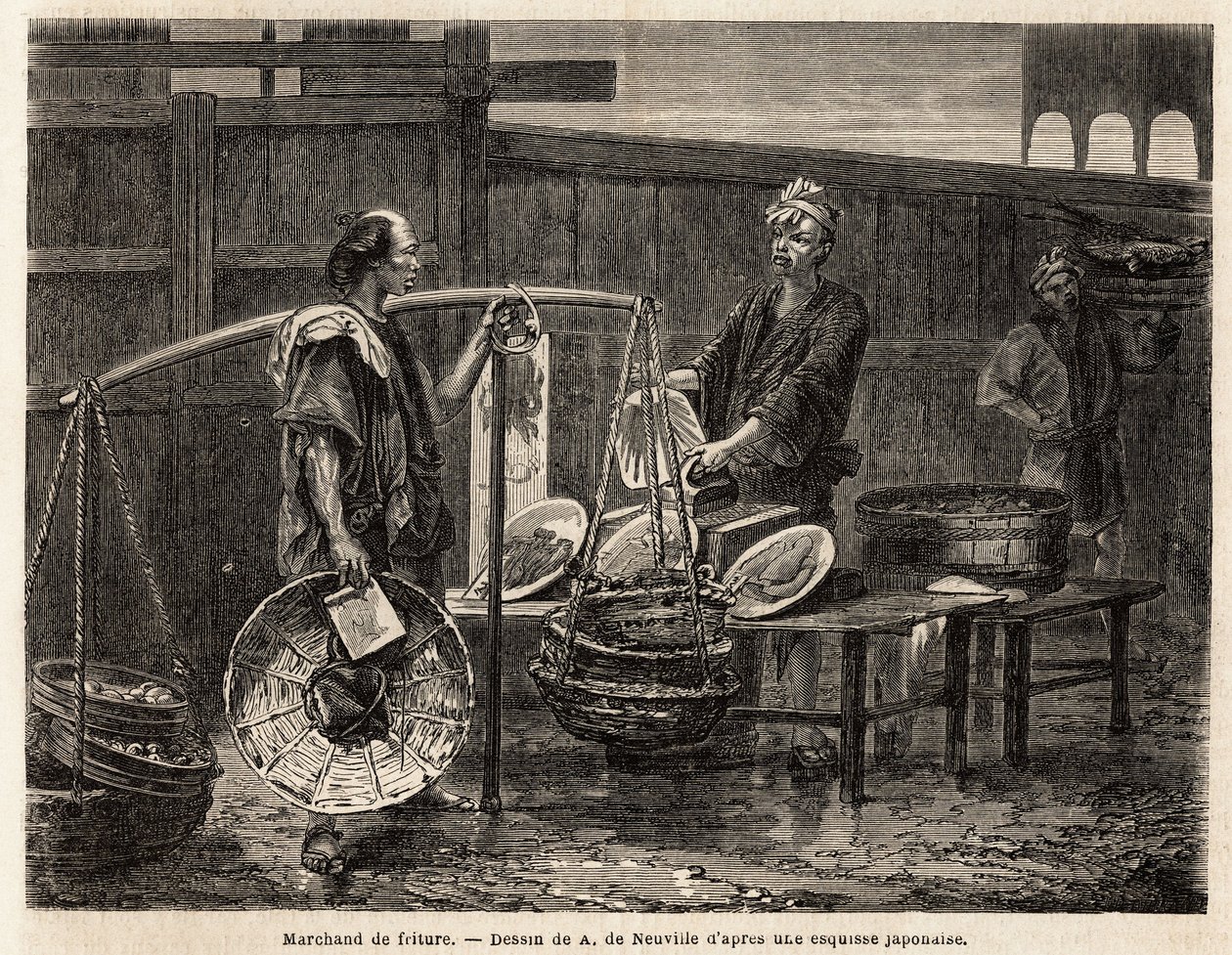 A walking frying merchant by Unknown artist