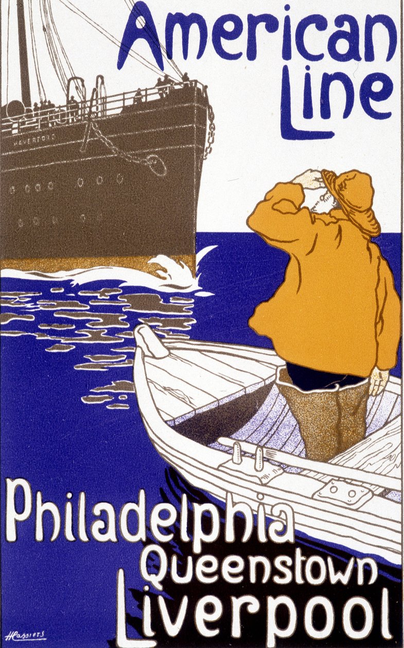 Advertising poster for the American Line 'Philadelphia - Queenstown ...