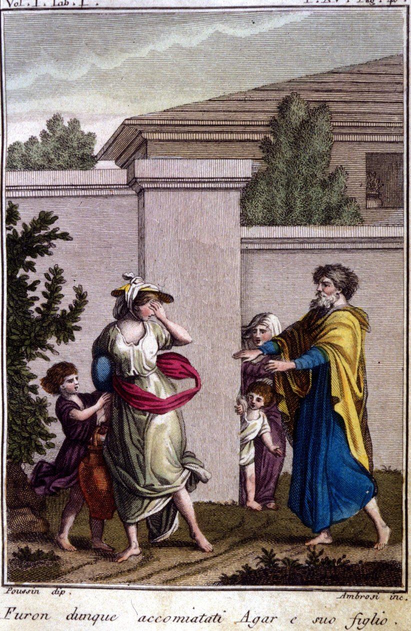 Agar and Ishmael were driven out by Abraham: Agar, who was dismissed, went with his son, Isamel, after the birth of Isaac. by Unknown artist