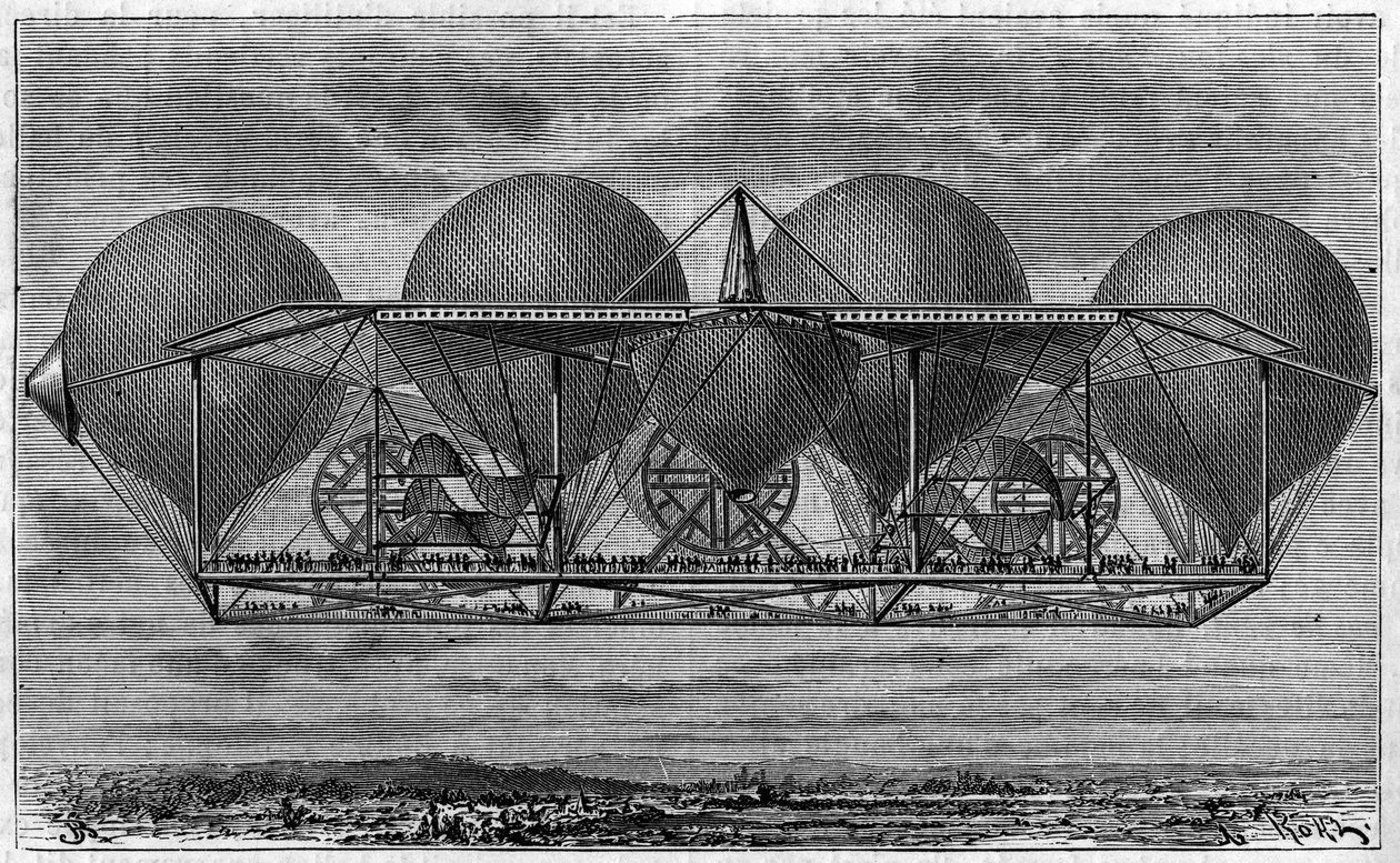 Airship project of inventor Ernest Petin by Unknown artist