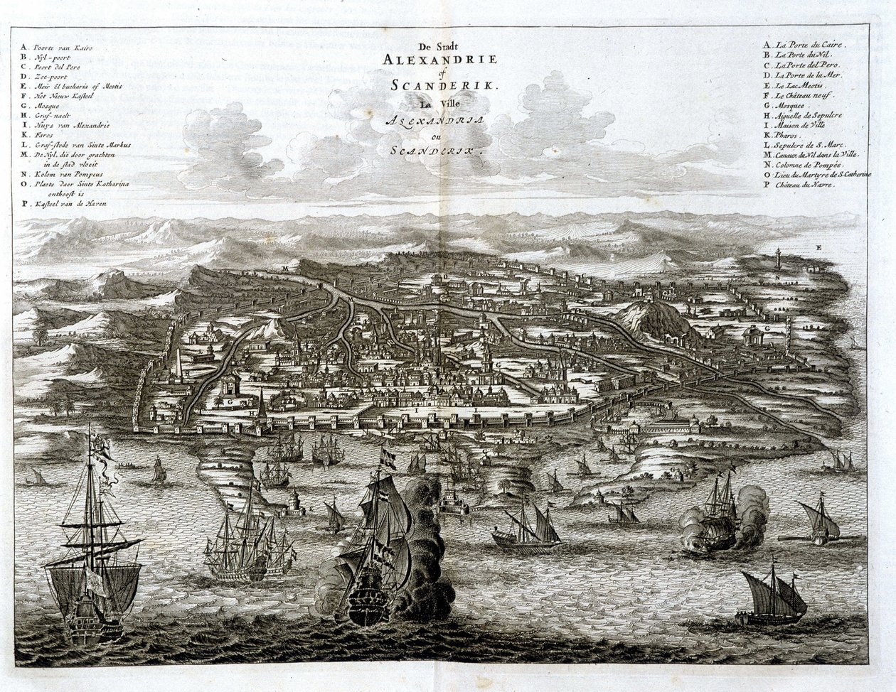 Alexandria view of the sea - engraving by Dapper by Unknown artist