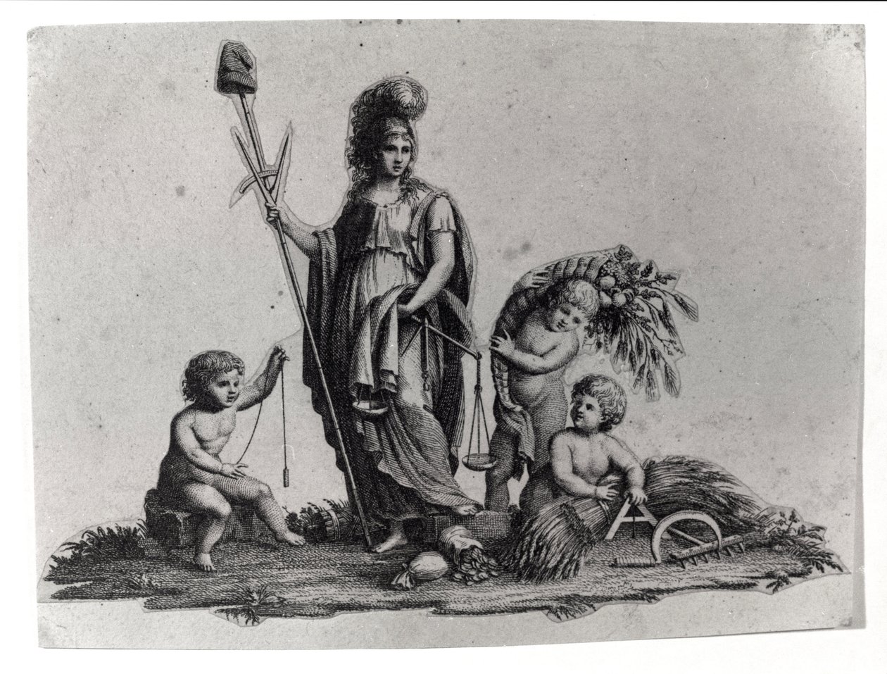 Allegory of the Cisalpine Republic created by Napoleon Bonaparte on 27/06/1797 on the French model in Italy, which became the Italian Republic in 1802. The symbols of the French Republic are represented. Engraving Museo del Risorgimento, Milan. by Unknown artist