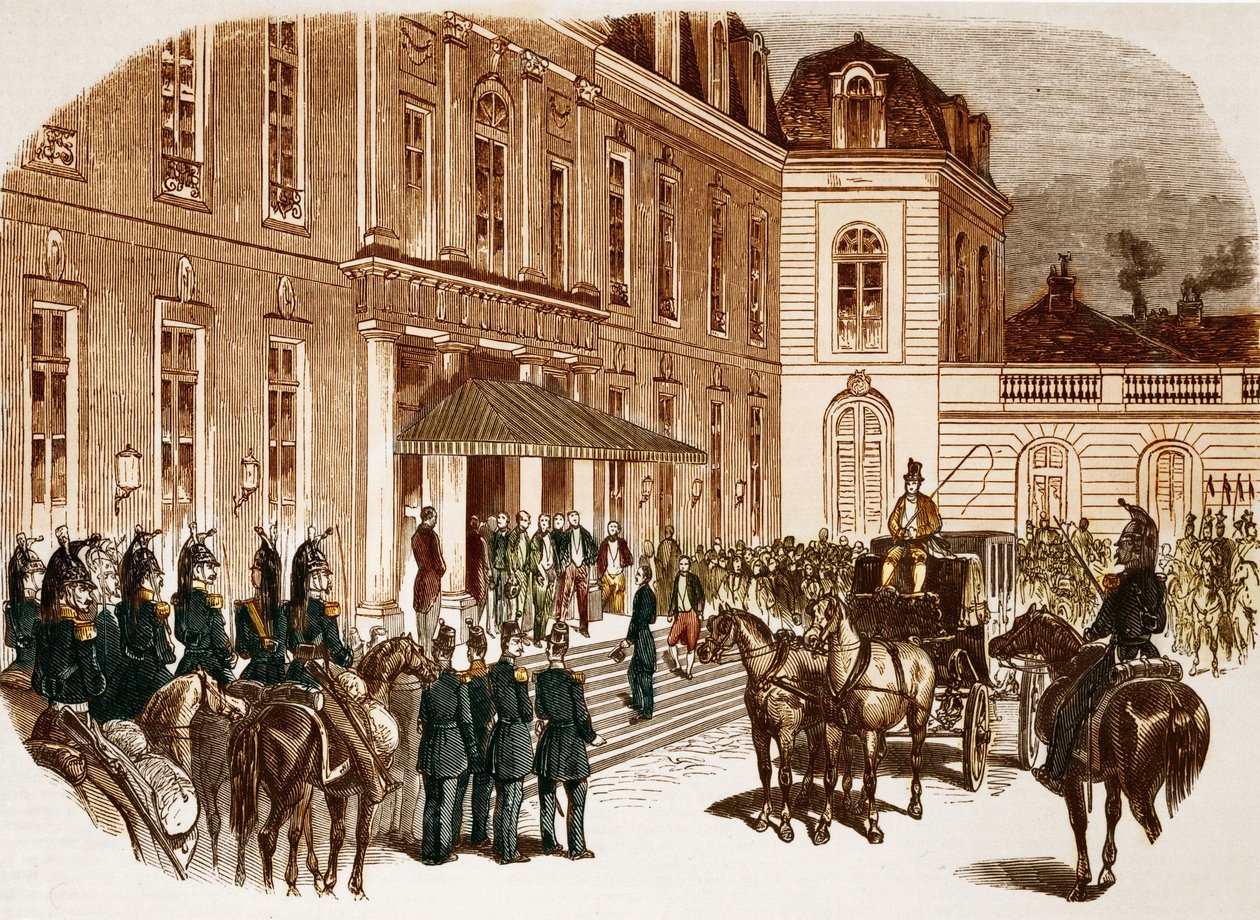Arrival of Louis Napoleon Bonaparte (Louis-Napoleon III) at the Elysee the day after his election. by Unknown artist