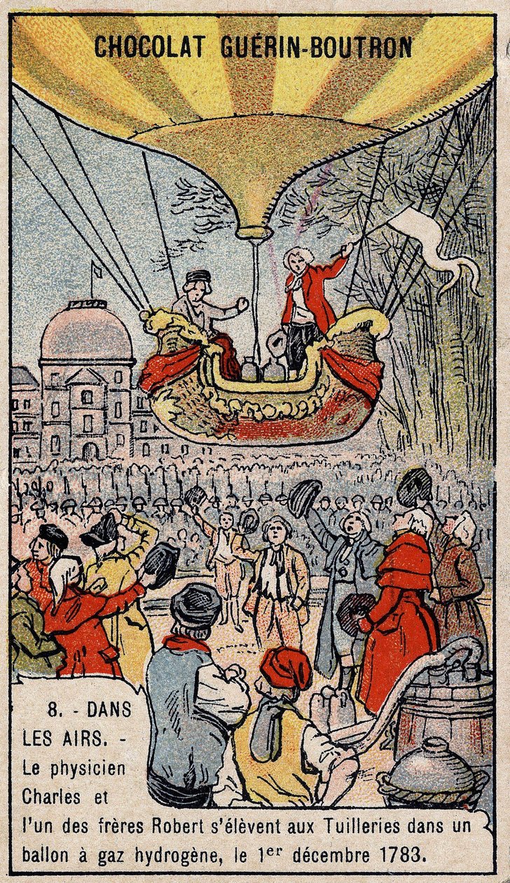 Ascension in a hydrogen gas balloon of French aeronautics Charles and Robert le Jeune, made in Paris, in the Tuileries Garden. December 1 by Unknown artist
