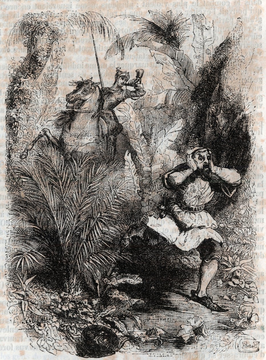 Astolphe Makes Caligorant Flee - 1851 Engraving from 