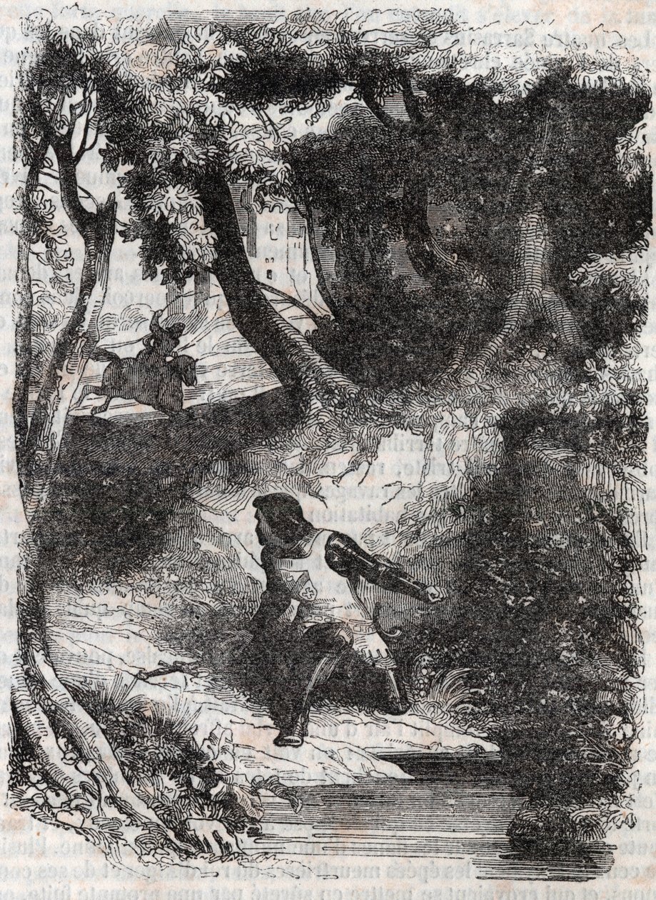 Astolphe on the Edge of a Fountain - Engraving of 1851 from 