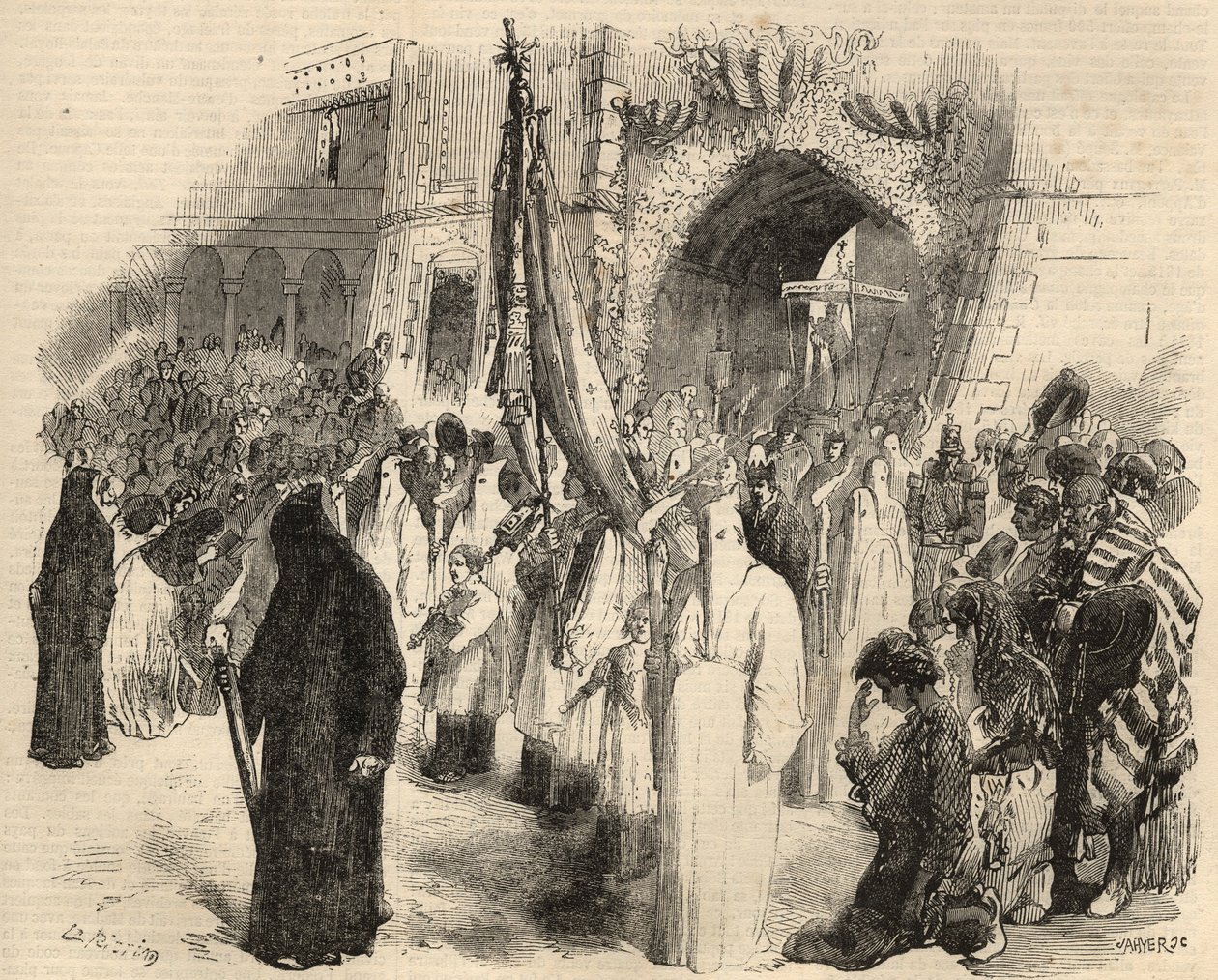 Atonement procession for the cessation of yellow fever in Lisbon, Portugal in 1857 by Unknown artist