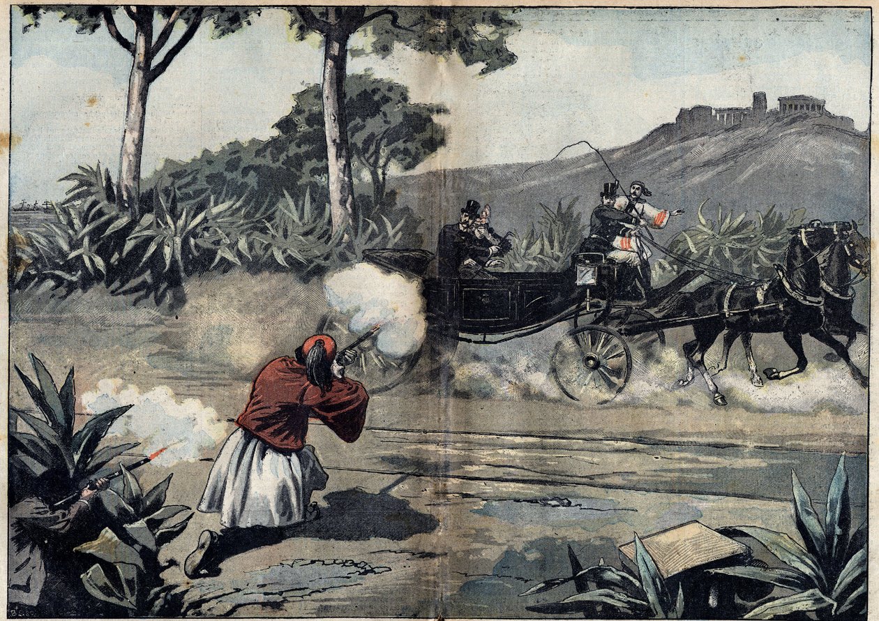 Attack on George I, King of Greece, and his daughter - February 20 by Unknown artist