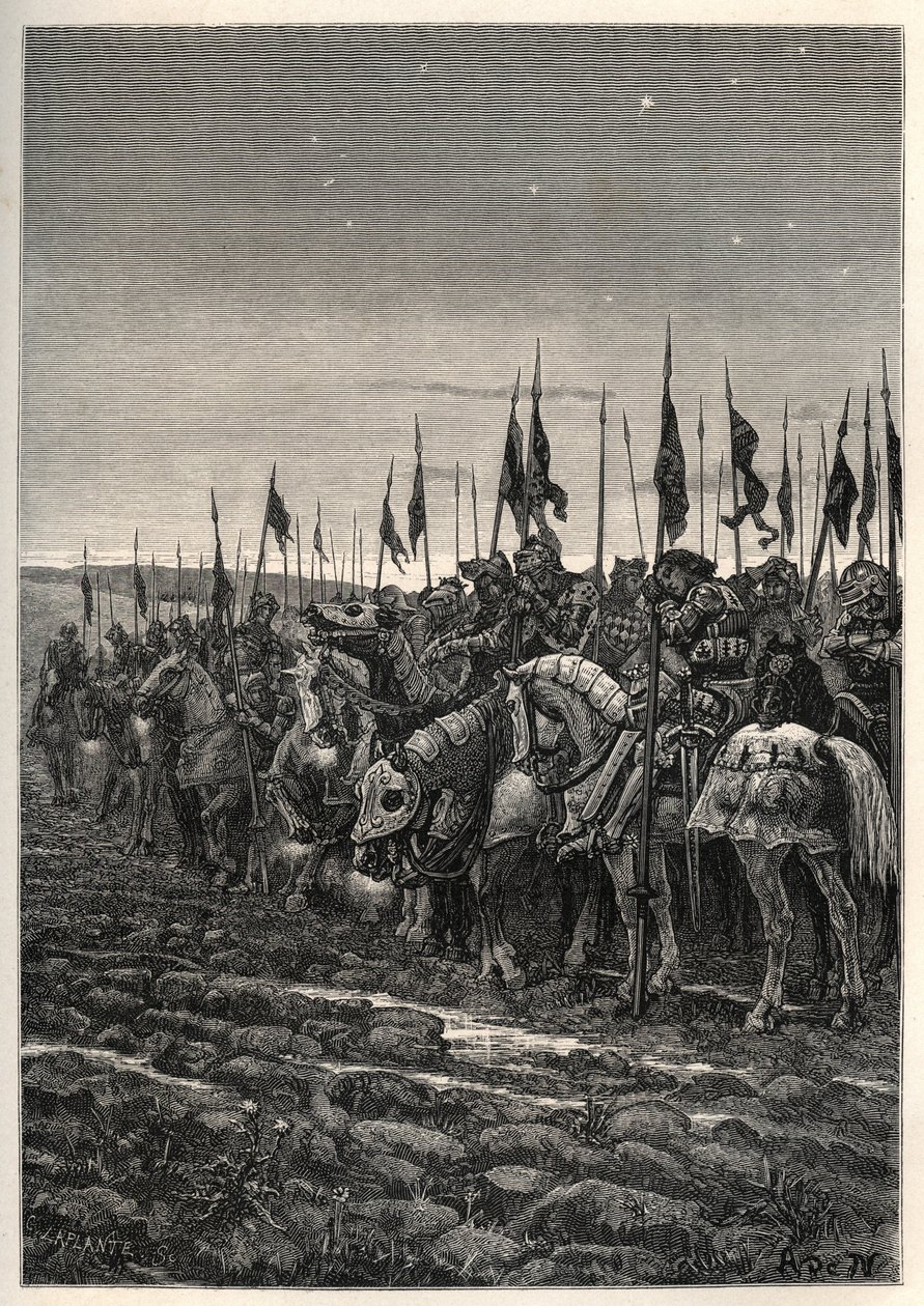 Before the battle of Agincourt - War of 100 years: Battle of Azincourt (Pas-de-Calais) October 25 by Unknown artist