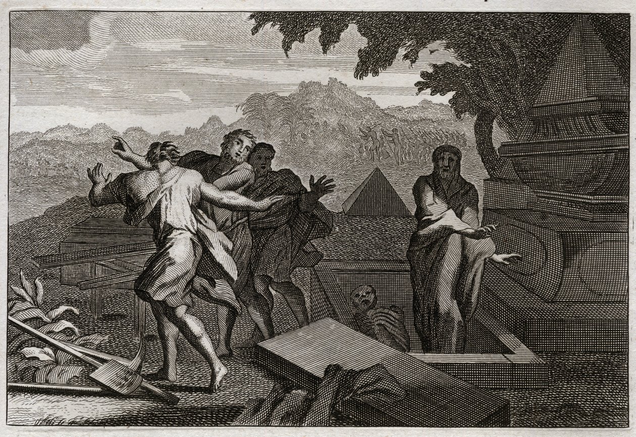 Bible of Royaumont, Old Testament: Death rises. A dead man was dropped by chance at Elisha