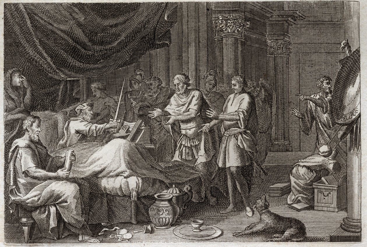 Bible of Royaumont, Old Testament: Judas Maccabee. Judas Maccabee succeeded his father Mattathias in the conduct of the army, and supported all the Jewish people against the oppression of the Seleucids. Illustration from 1811. by Unknown artist