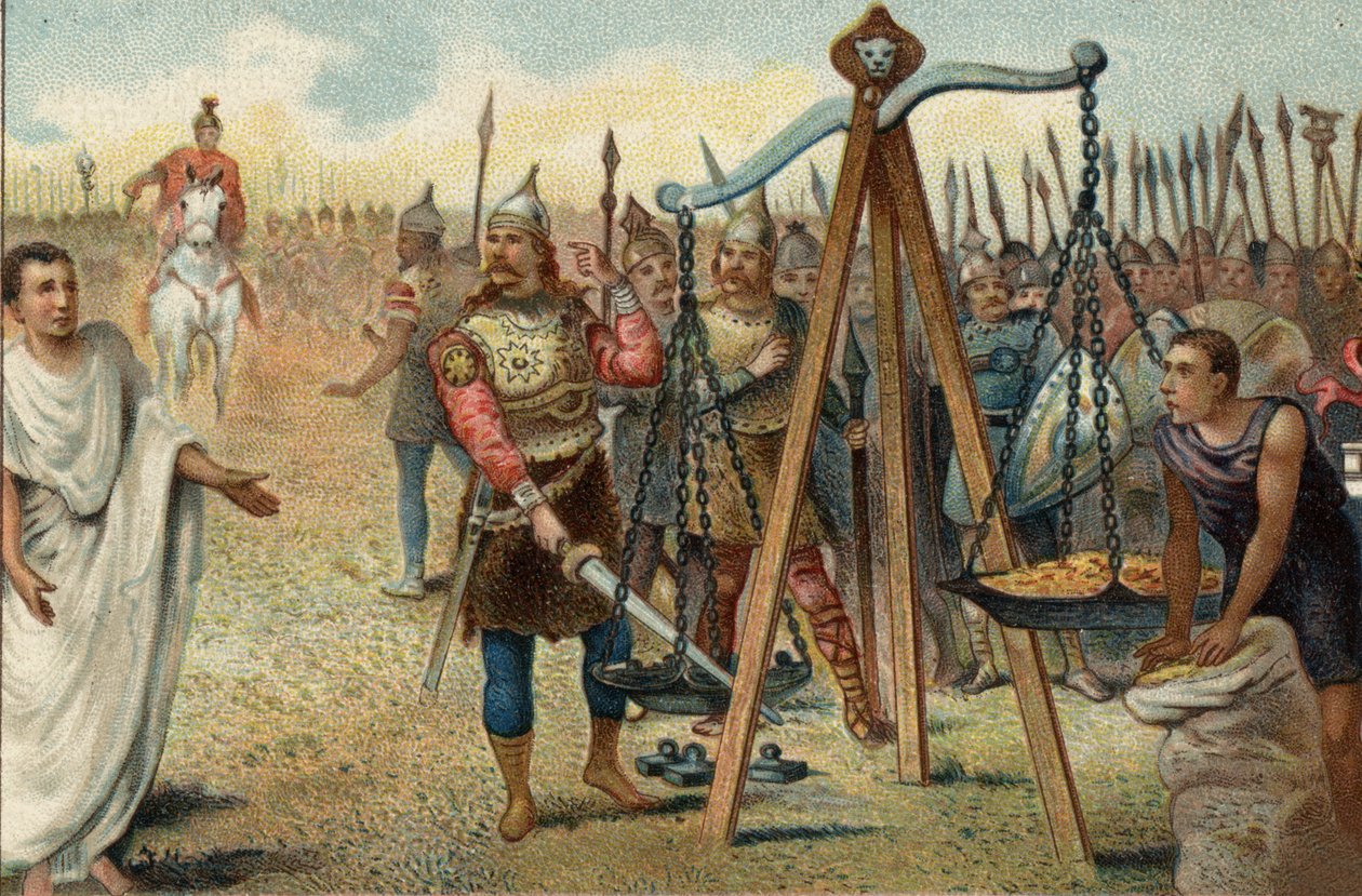 Brennus Putting His Sword in the Balance, 390 BC. Faced with the ...