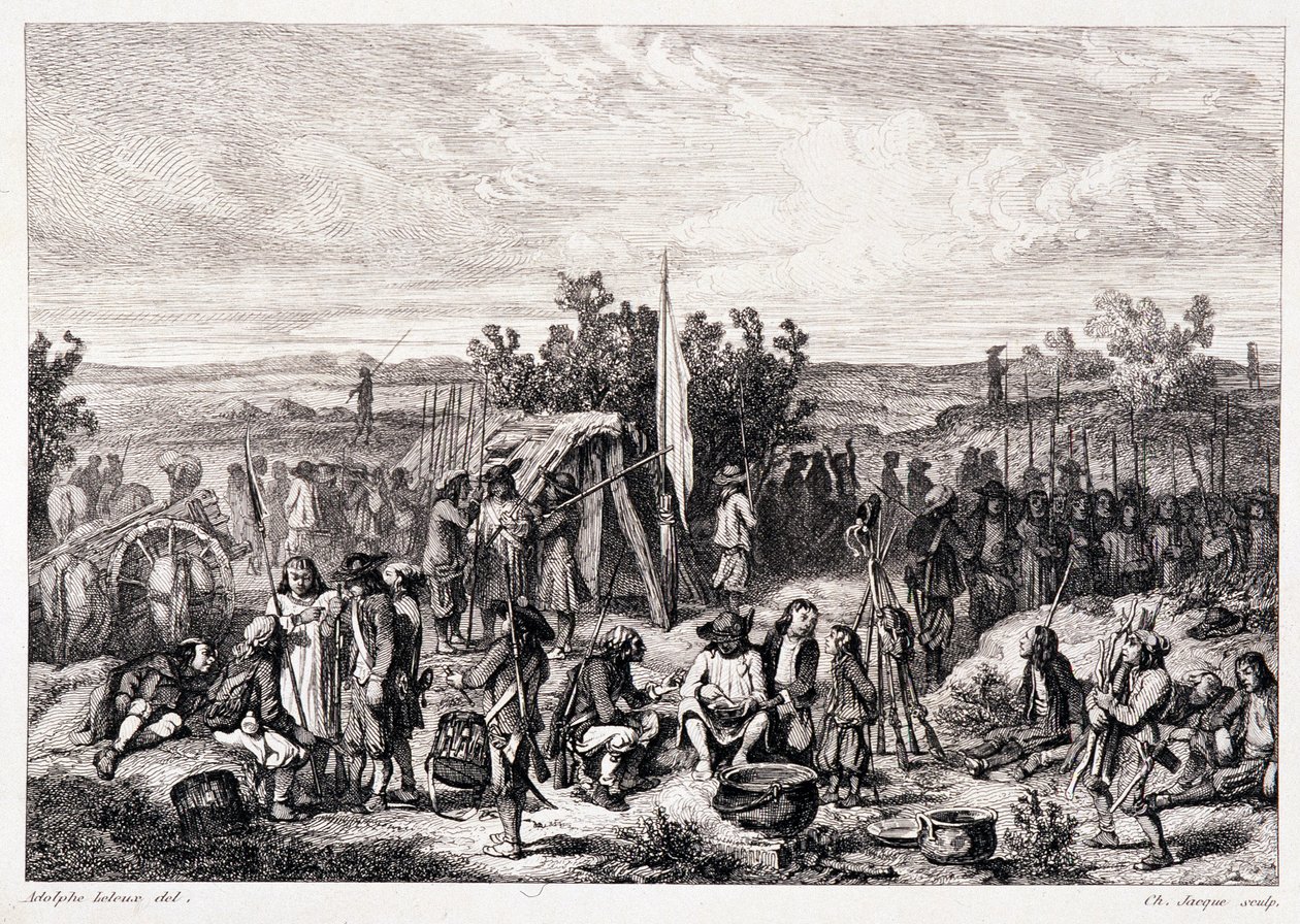 Chouans au bivouac - in La bretagne ancienne et moderne by Pitre-Chevalier, edited by W. Coquebert by Unknown artist