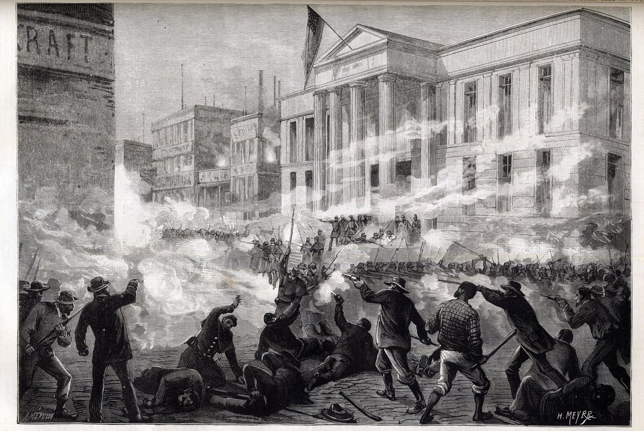 Cincinnati Courthouse riots of 1884 - a riot started after a jury verdict of manslaughter after a notorious murder trial, 28 March 1884 by Unknown artist