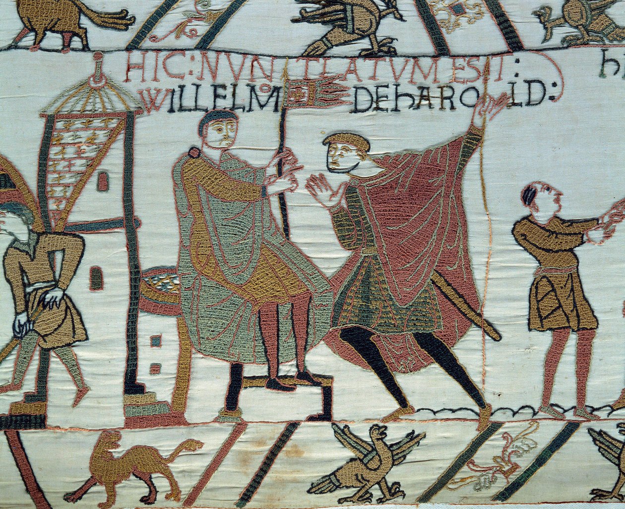 Conquest of England by William the Conqueror in 1066: A Lookout Reports to William at the Battle of Hastings (Detail of Bayeux Tapestry) by Unknown artist
