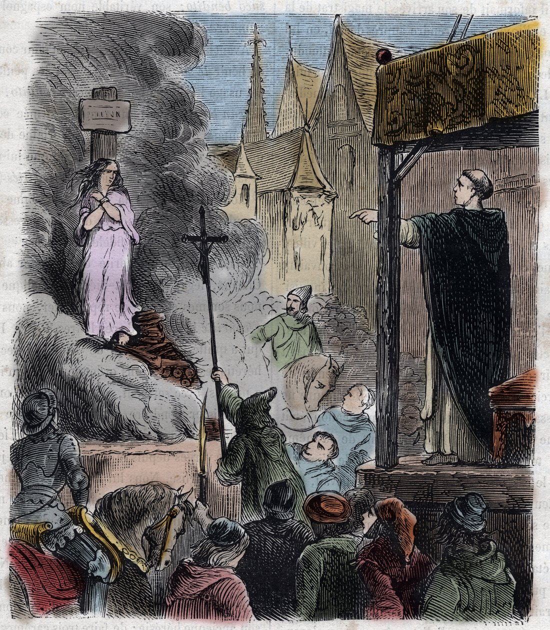 Crusade against the Albigeois - Heretics burned alive: Cathars on the stake, at the time of the crusade against the Albigenses in France 13th century (engraving from 1879 in 