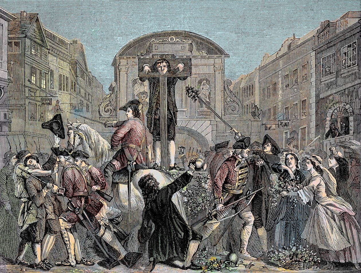 Daniel Defoe Pilloried in London in 1703 for Publishing His Ironical Tract 
