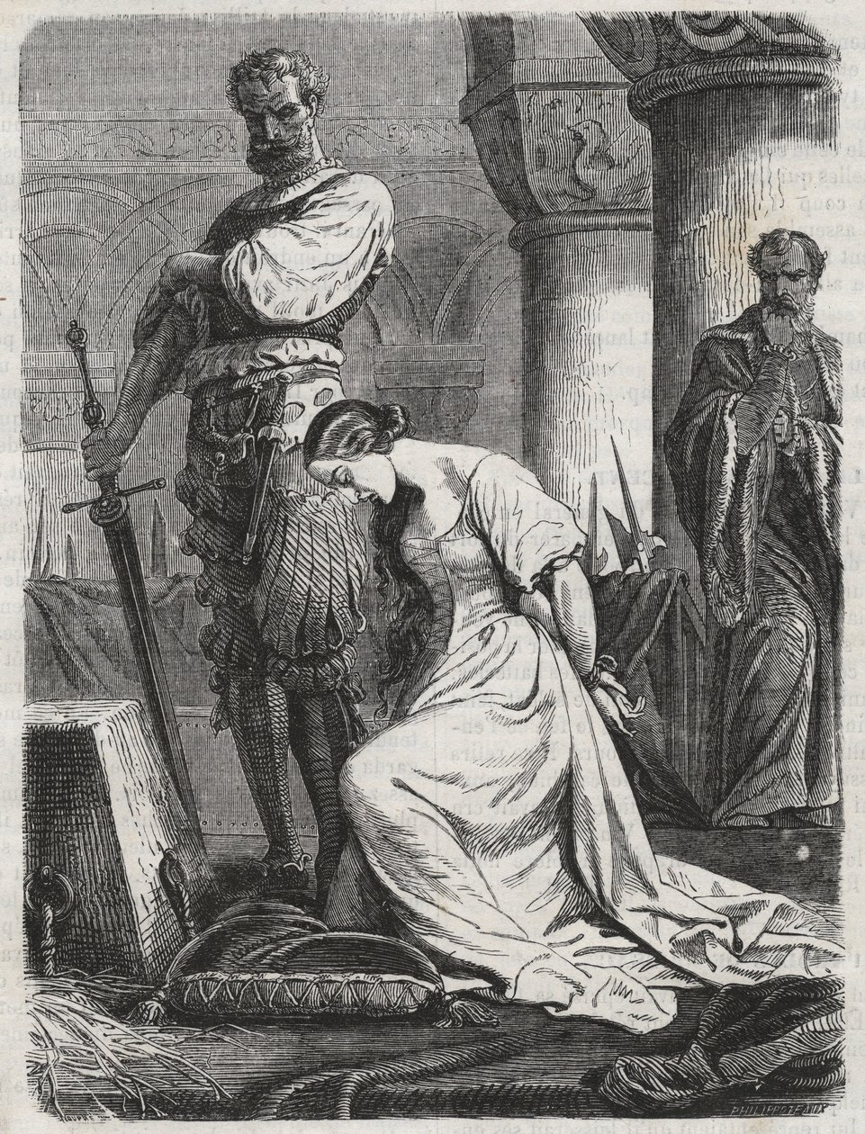 Death of Katherine Howard, Wife of Henry VIII engraving 1864