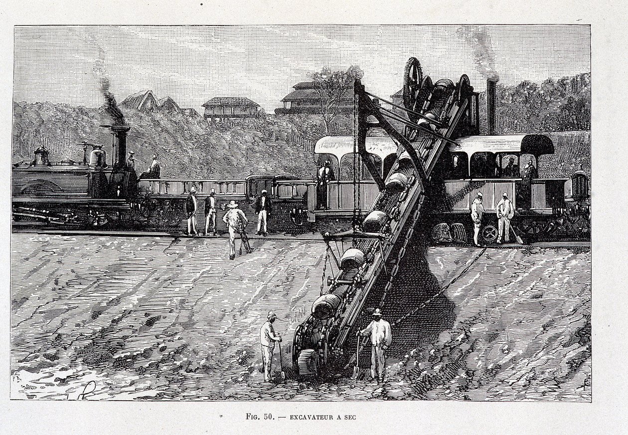 Dry scavator on the Suez Canal site by Unknown artist