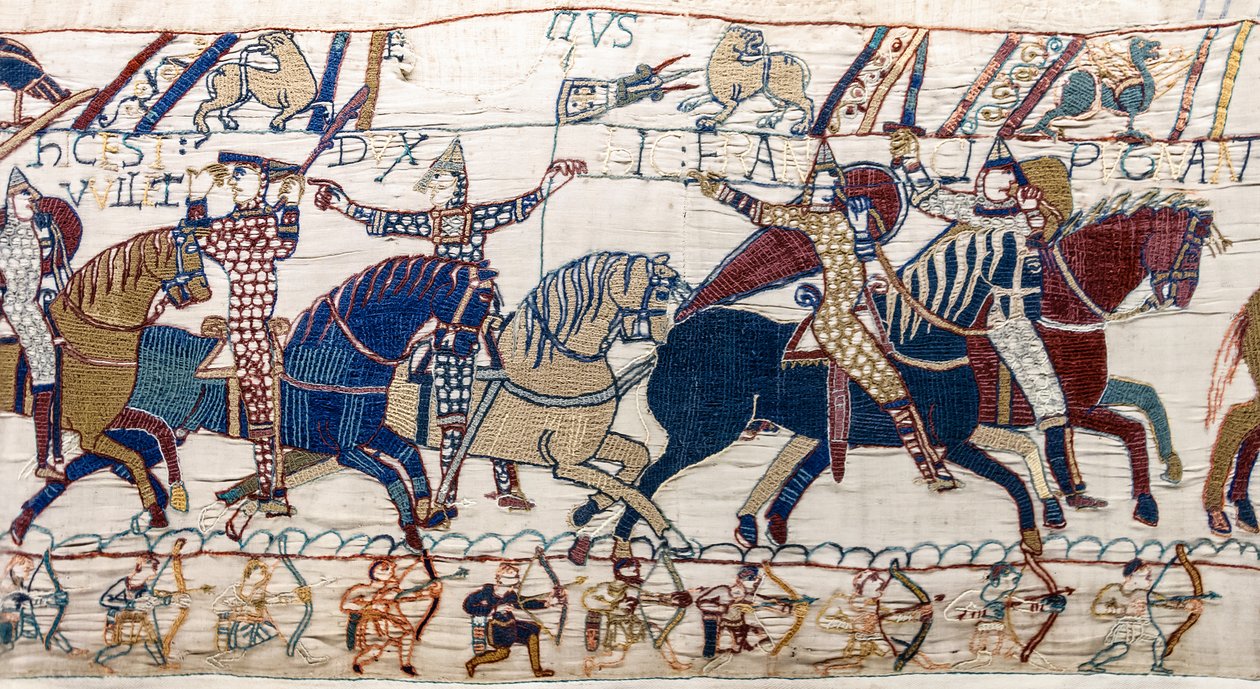 Duke William shows face to his army, Bayeux Tapestry