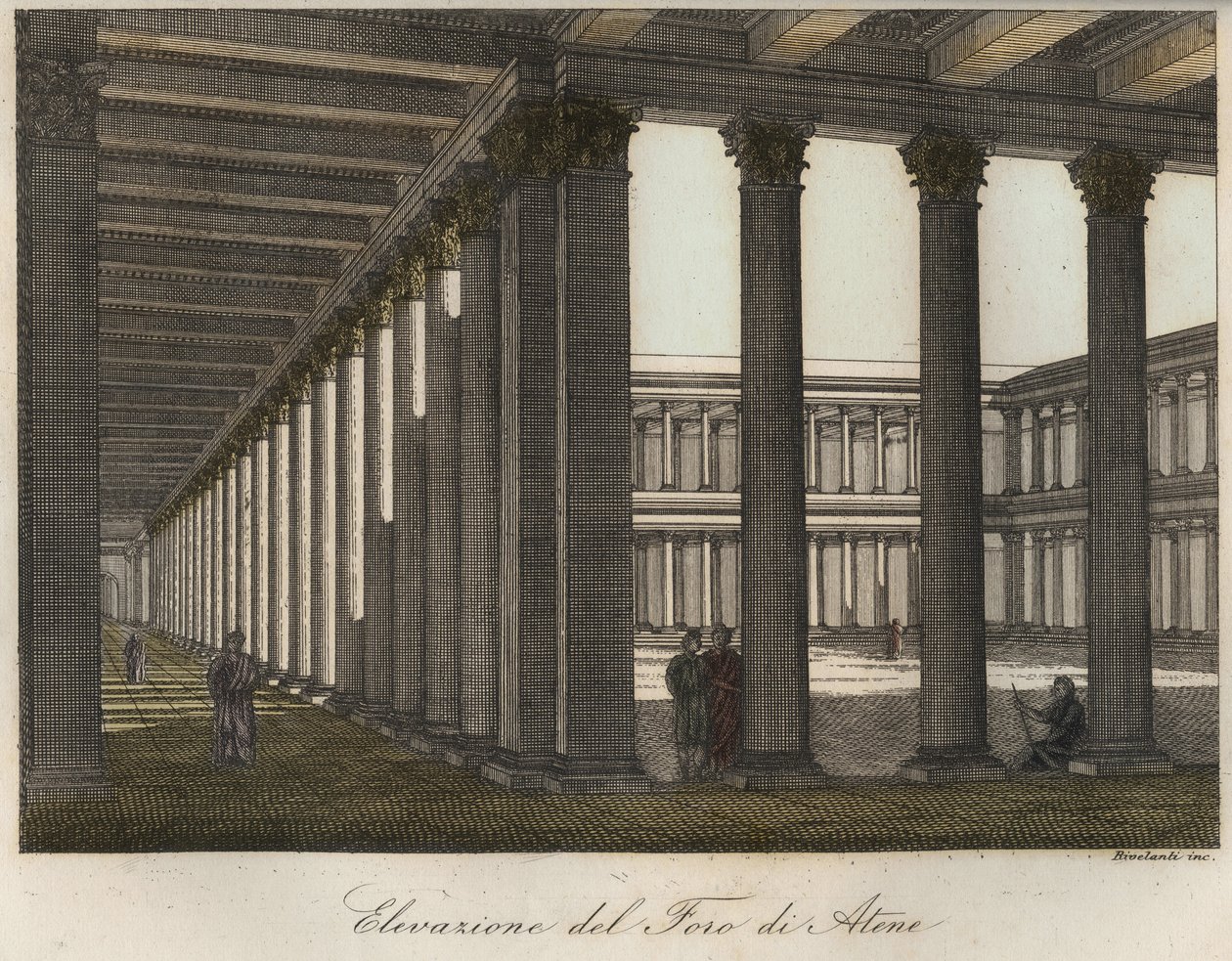 Elevation of the Forum at Athens - engraving from 