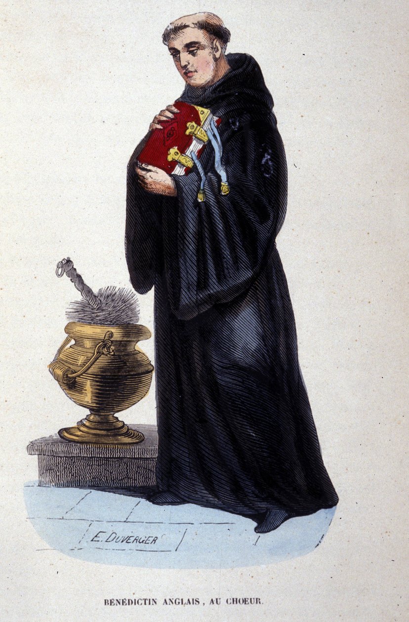 English Benedictine. Engraving from an album on religious orders, Paris by Unknown artist