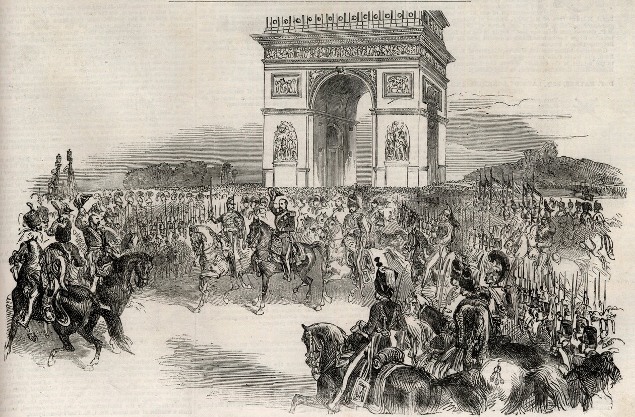 Entry of Napoleon III into Paris through the Arc de Triomphe on 2nd December 1852, Engraving by Unknown artist