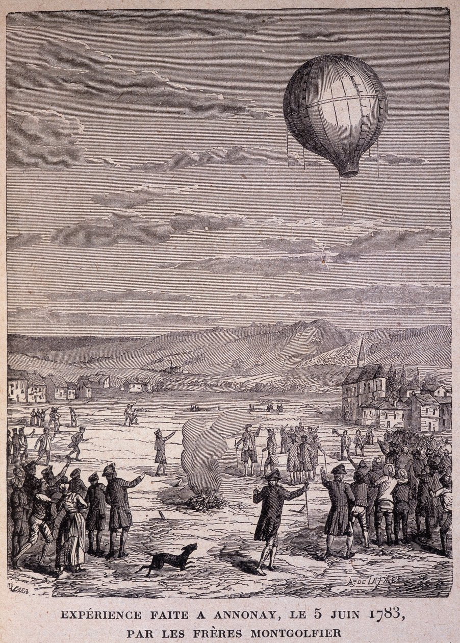Experiment Made at Annonay on 5 June 1783 by the Montgolfier Brothers - in Les Contemporains by Unknown artist