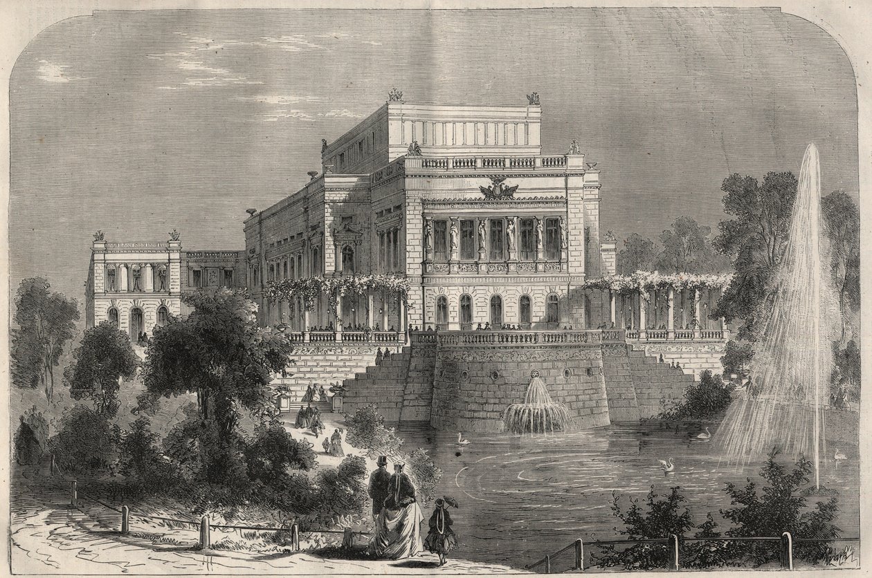 Exterior view of the new theatre in Leipzig, Germany by Unknown artist