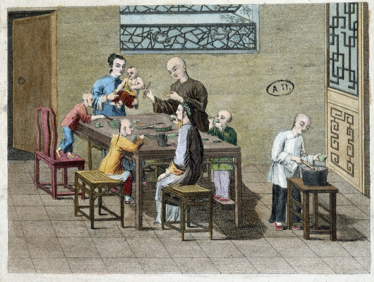 Family Meal in China in the 19th Century by Unknown artist
