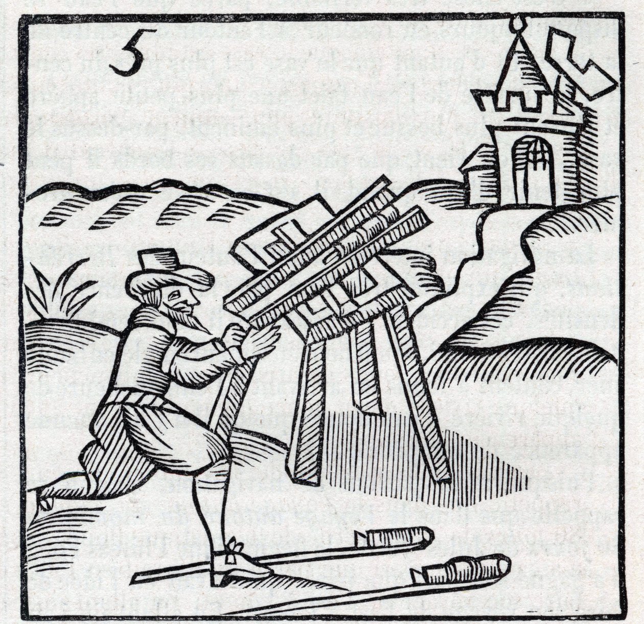 Fireworks and fireworks: Artisan throwing chopsticks. Reproduction of the engravings of the work of the French Jesuite Jean Leurechon 