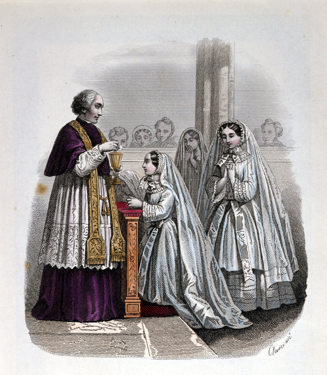 First Communion Scene, Engraving by Unknown artist