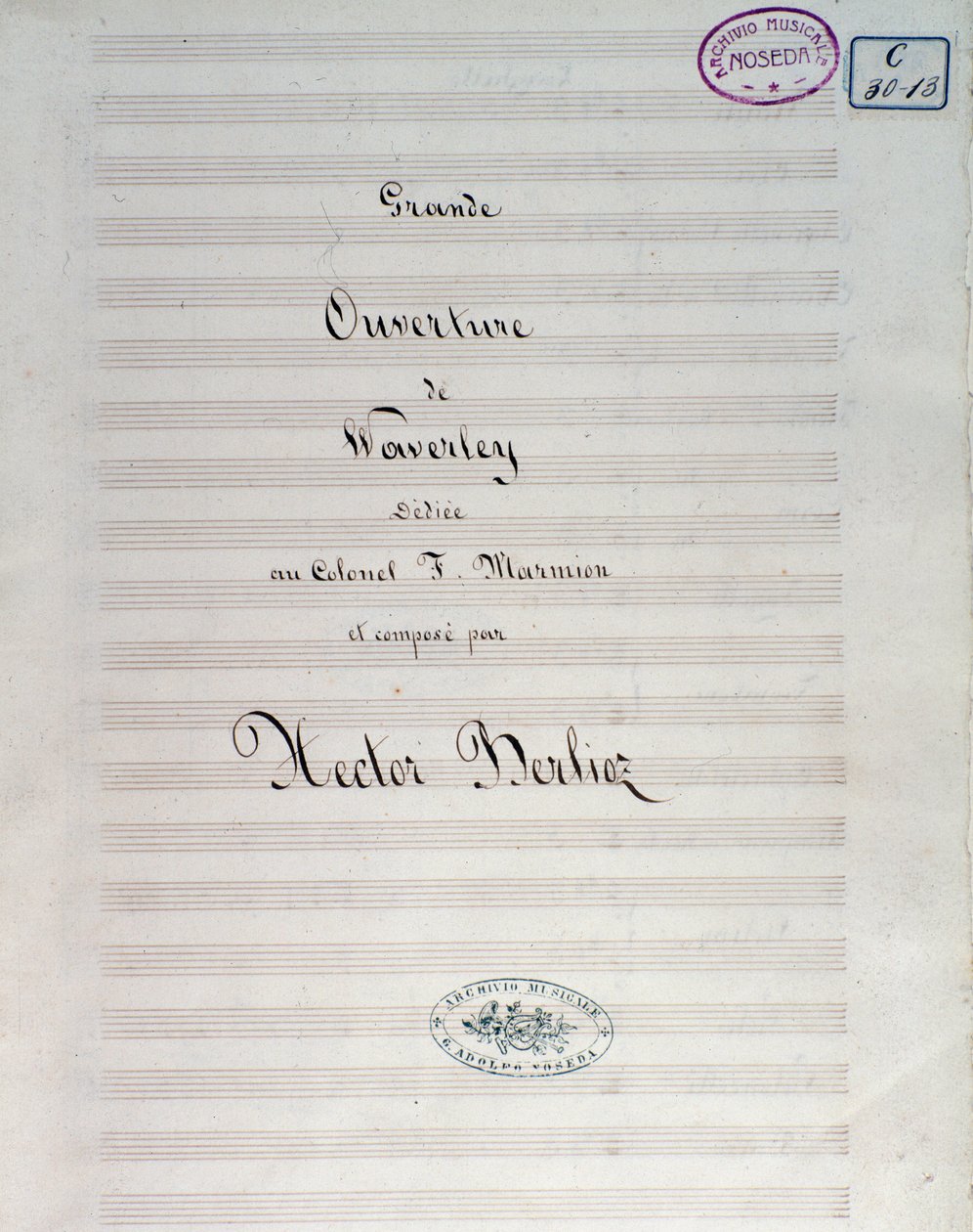 First Page of the Sheet Music for Waverley Opus 1, Overture by Unknown artist