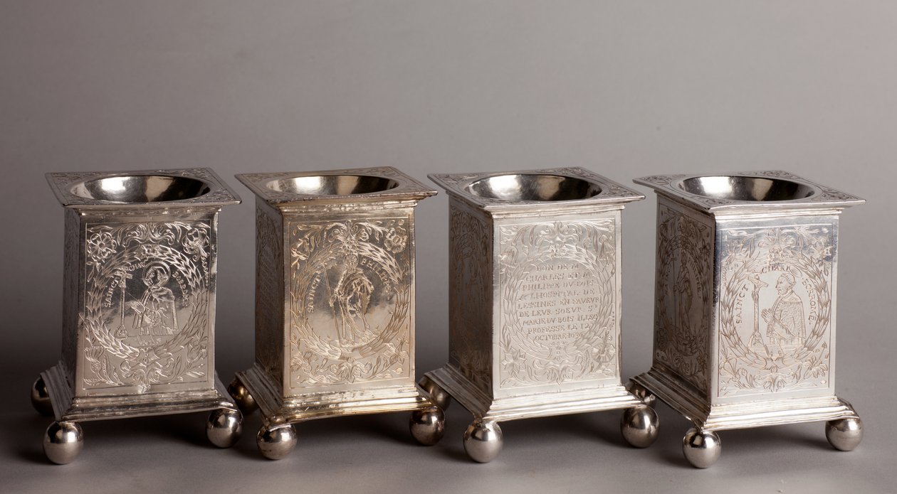 Four saltcellars: Left to the right: 1636 by Unknown artist