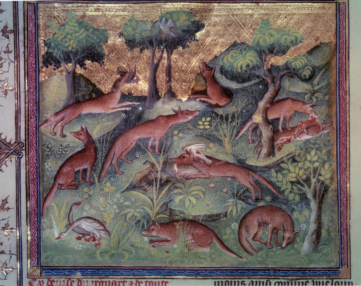 Fox hunting poultry by Unknown artist