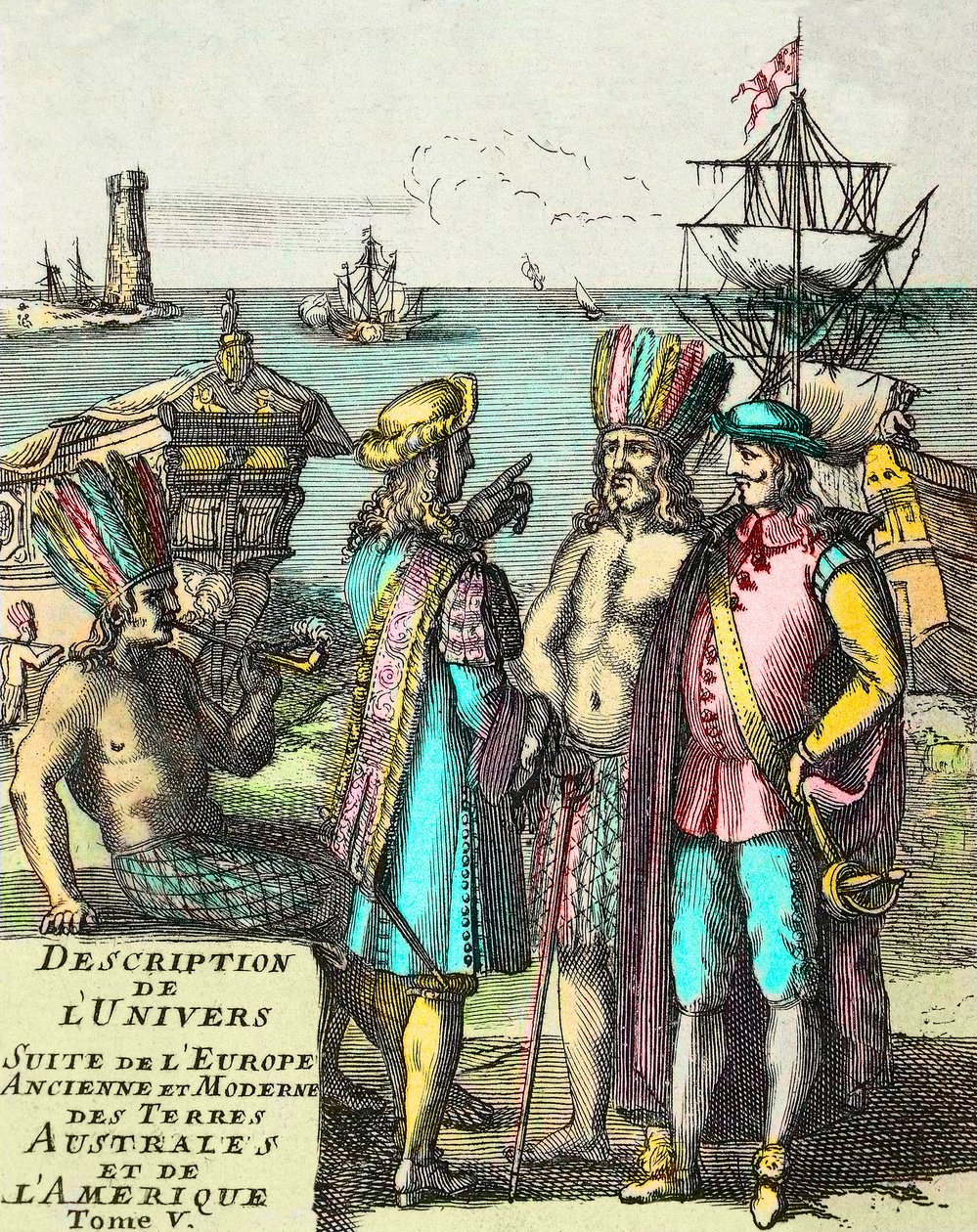 Frontispiece of Description of the Universe Suite of Ancient and Modern Europe, Southern Lands and America Volume V, by Alain Manesson Mallet (1630-1706) by Unknown artist