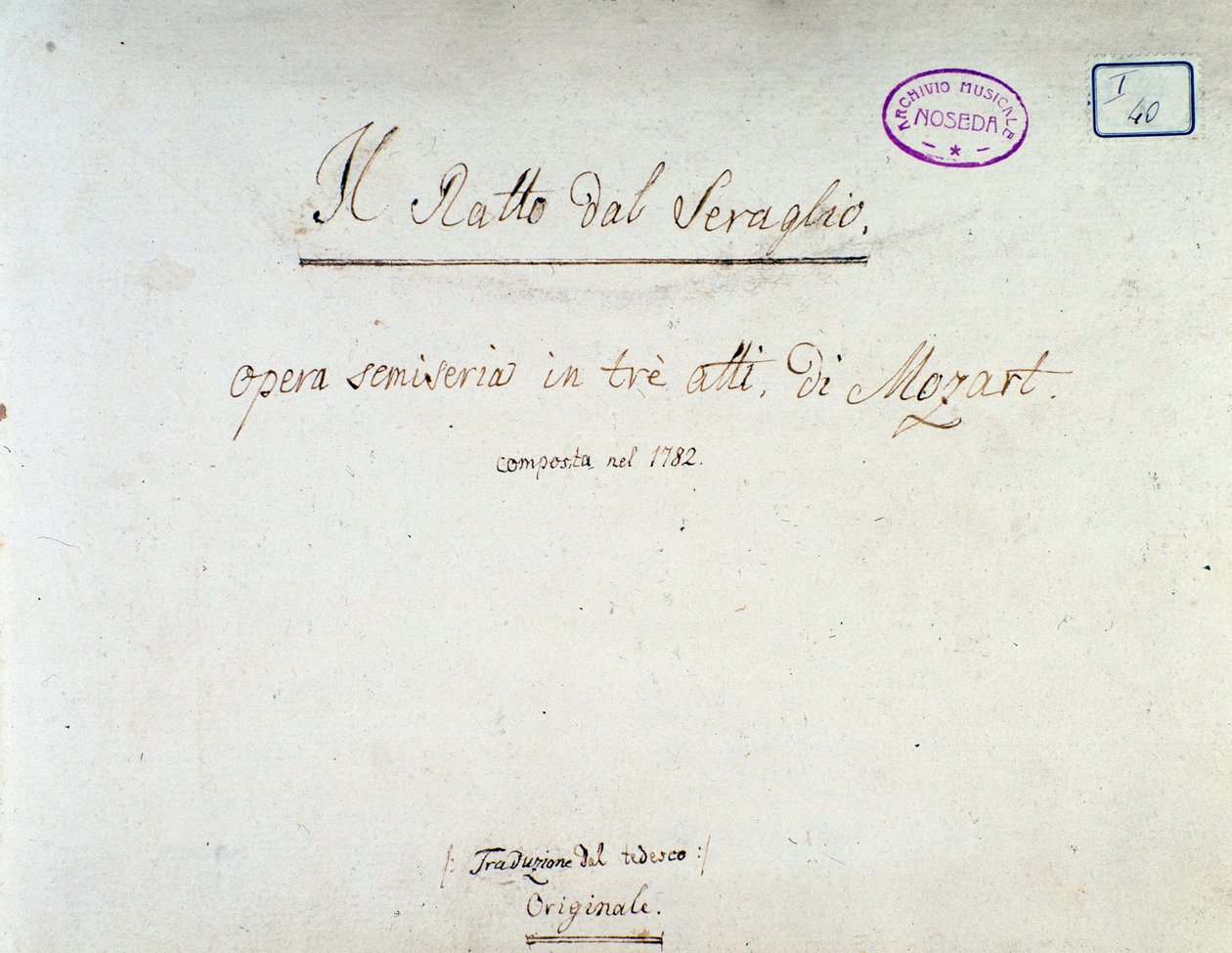 Frontispiece for Die Entfuhrung aus dem Serail, opera by Mozart, Lichtenthal version by Unknown artist