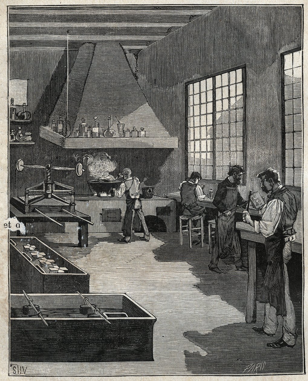 Galvanic goldsmith: preparation of molds. Engraving from 1885 in 
