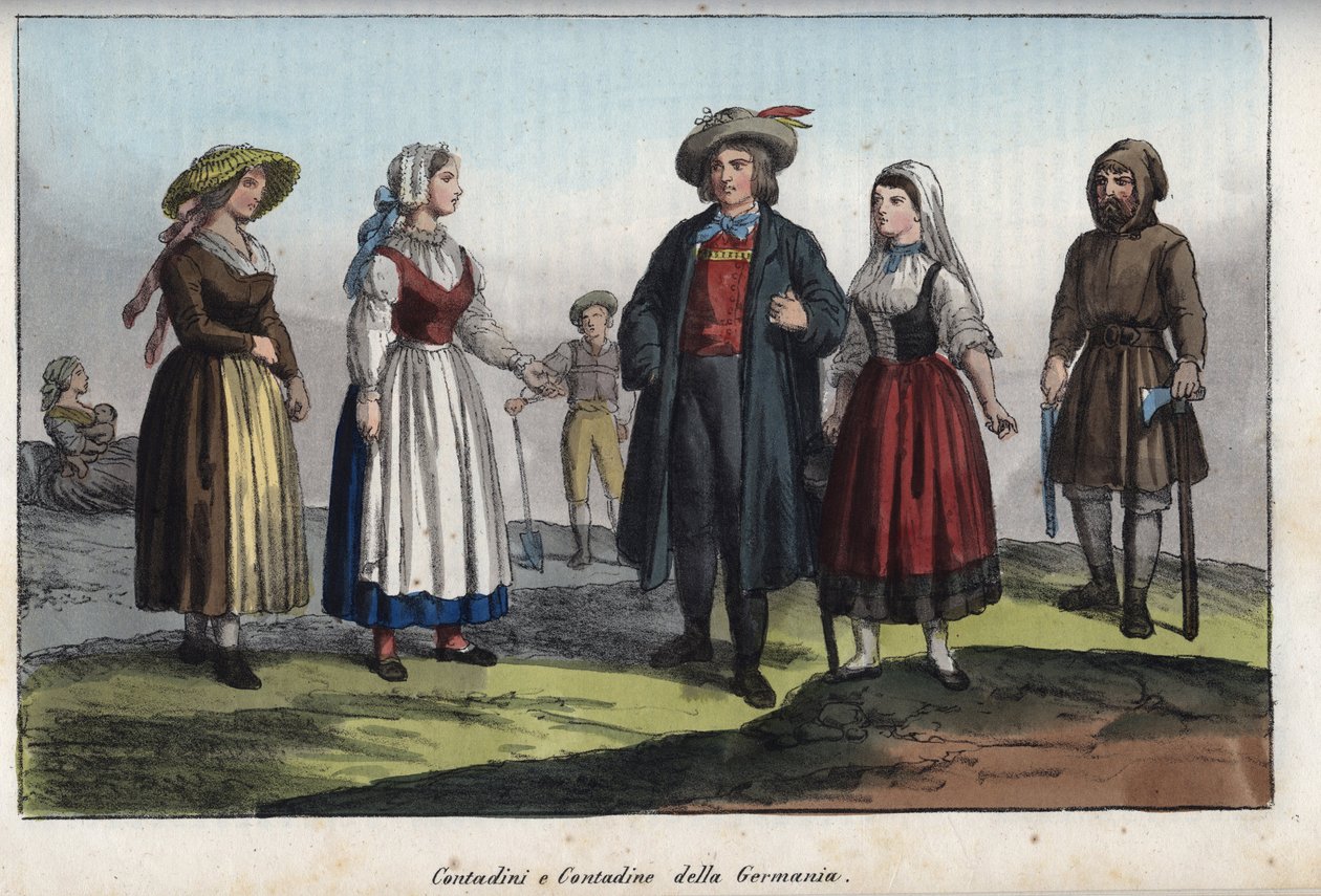German peasants - engraving from 