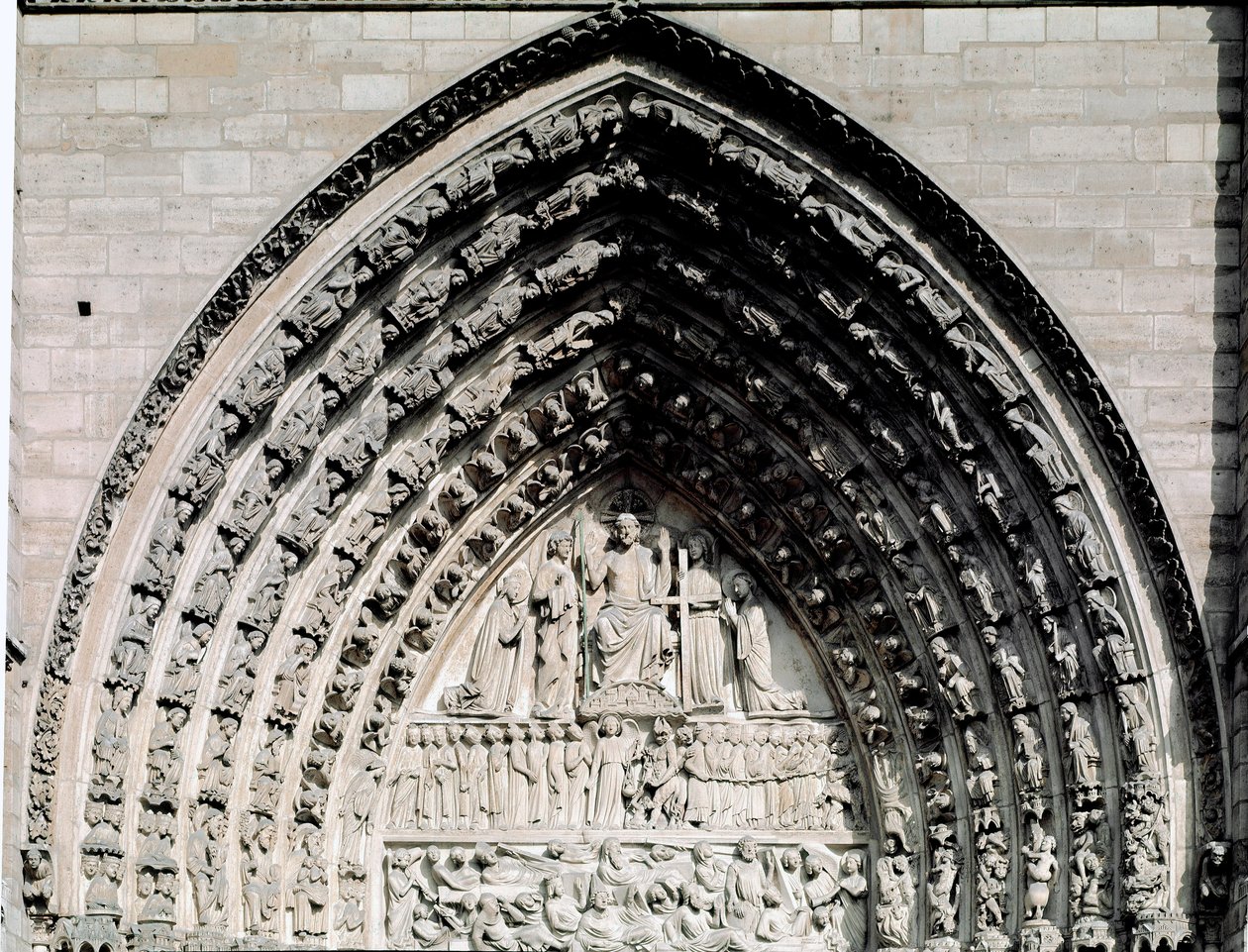 Gothic Art: Detail of the Central Portal of the Notre Dame Cathedral, Paris by Unknown artist
