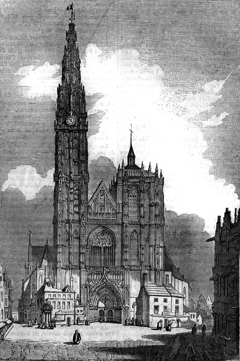 Gothic architecture: view of the Cathedral Notre Dame, Antwerp (Gothic ...
