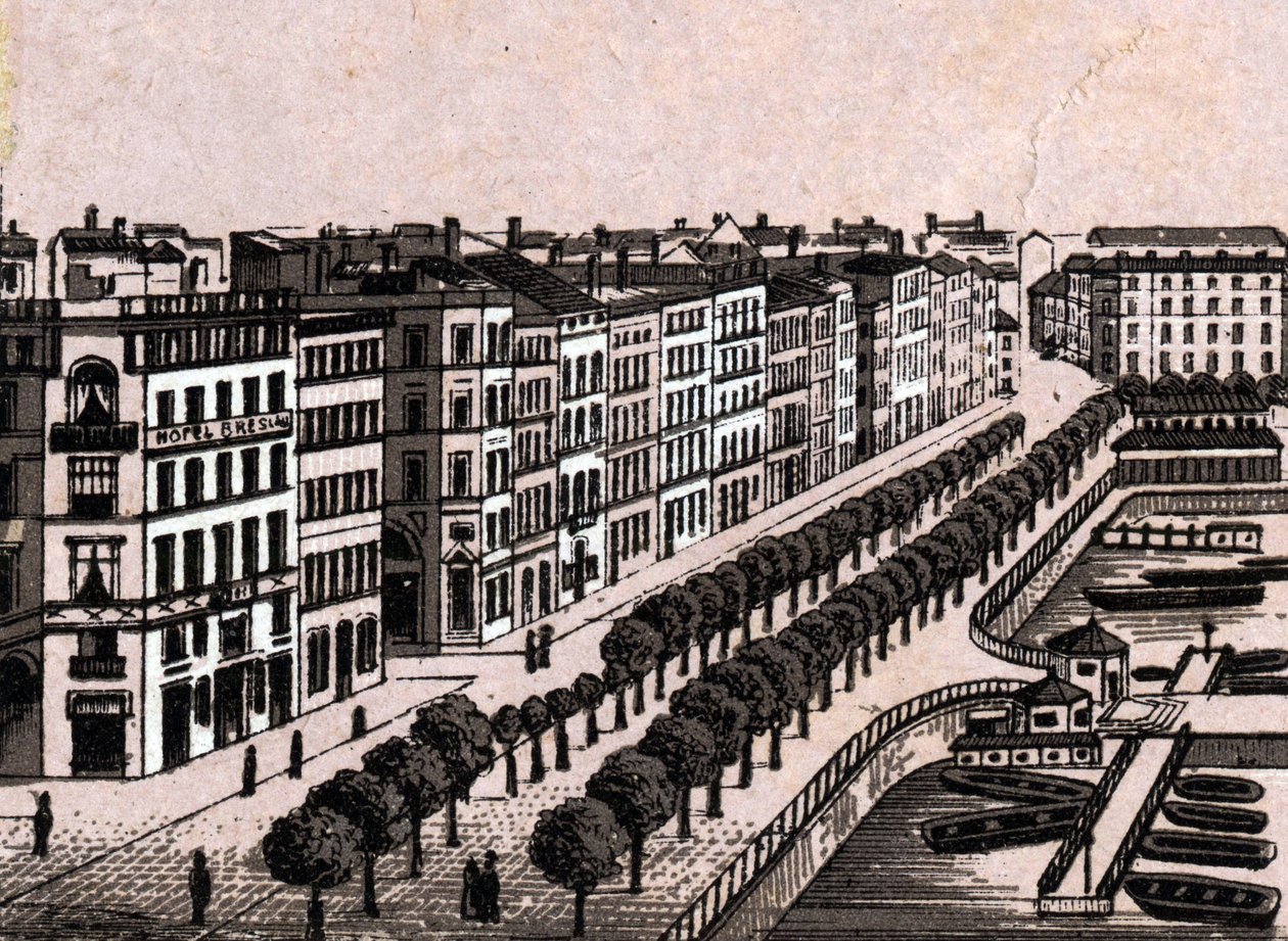 Hamburg, Germany: view of the old Jungfernstieg. in 
