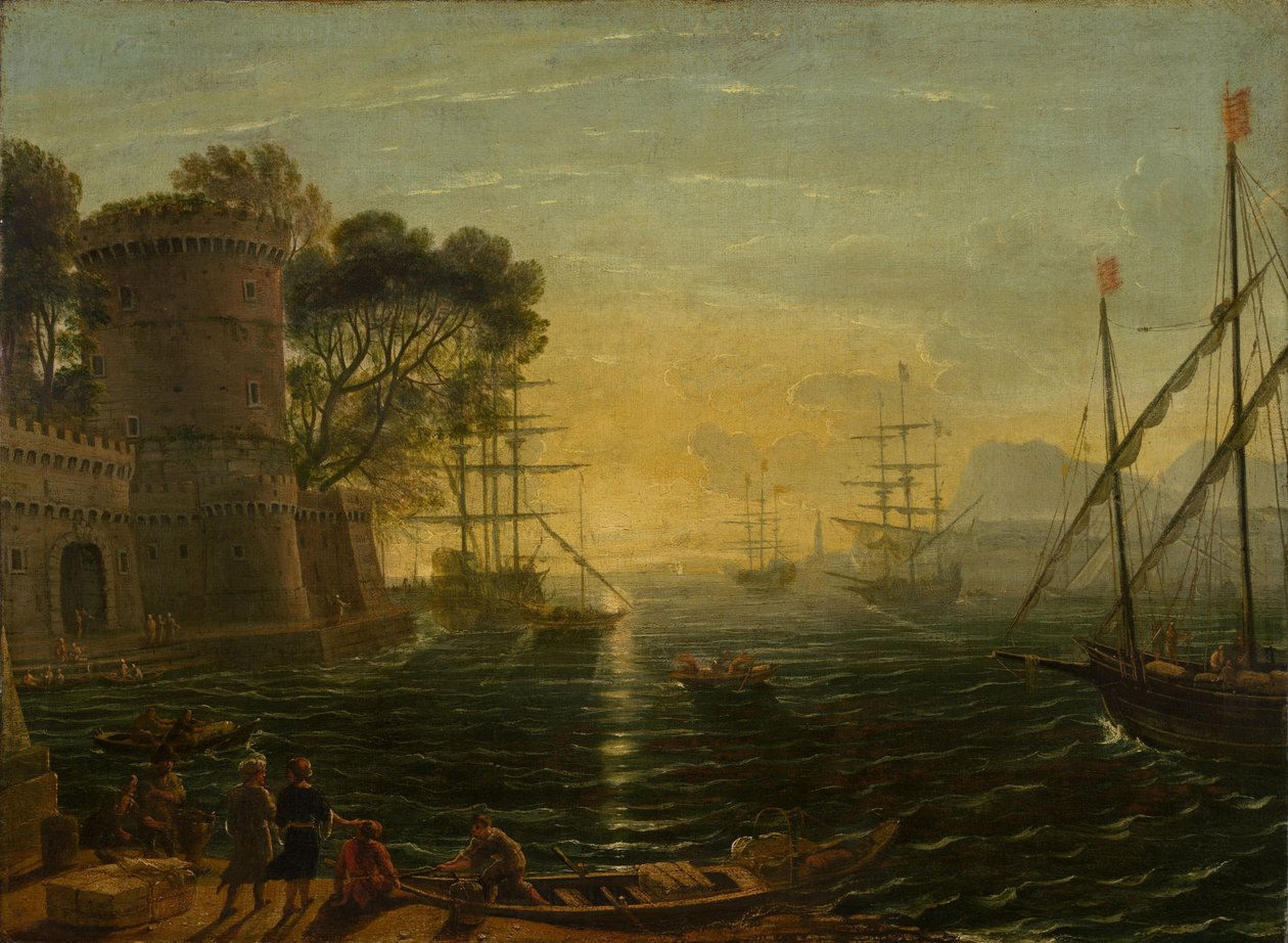 Harbor at Sunset by Unknown Artist