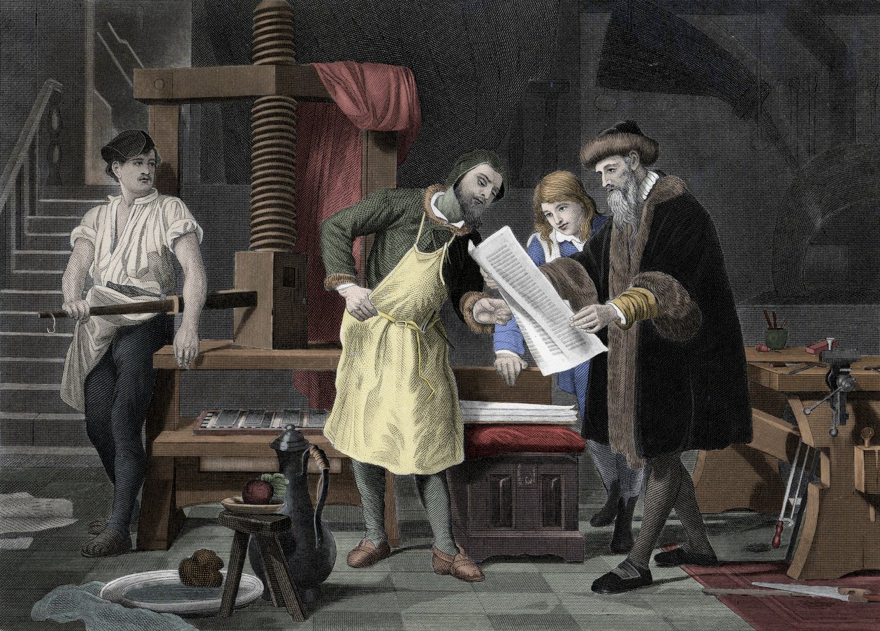 History of printing: first test of the Bible printed by the press of ...