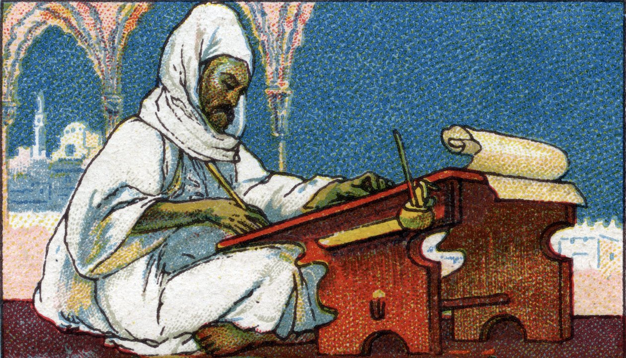 History of Writing: A Muslim Scribe Writing in Arabic, Early 20th Century by Unknown Artist
