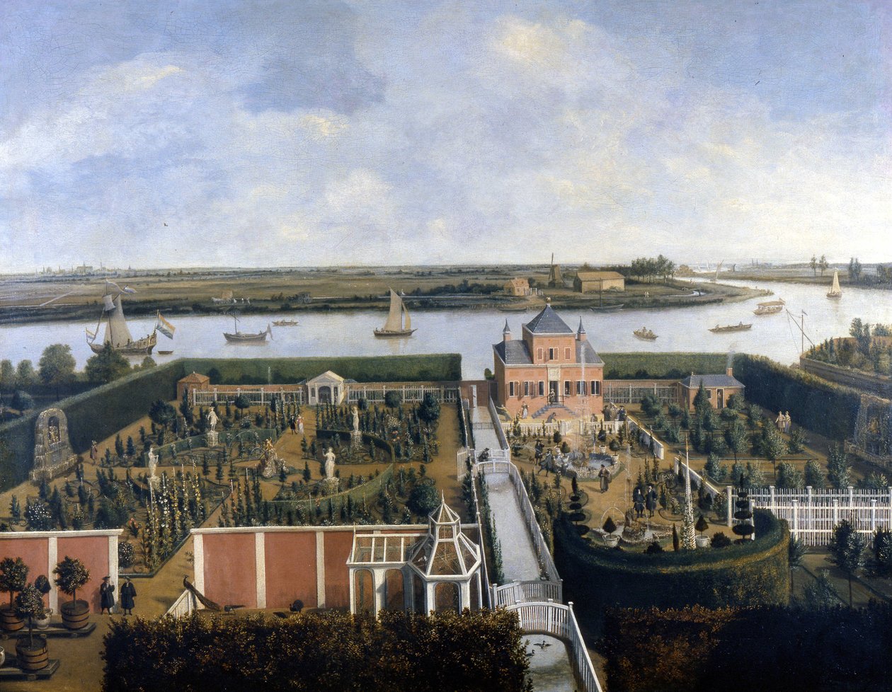 House on the banks of a river. 17th century illustration. Historic Museum of Amsterdam by Unknown artist